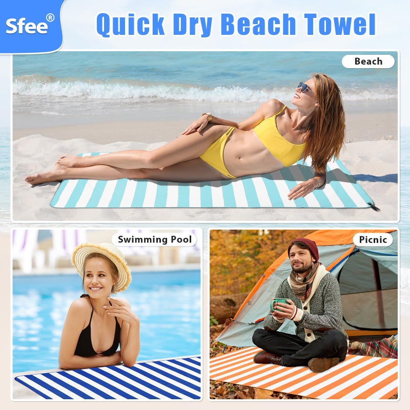 Sfee 2 in 1 Microfiber Oversized Beach Towel, Quick Dry Towel Travel Towel Camping Towel Super Absorbent Compact Lightweight Sports Gym Towels for Beach,Gym, Hiking, Pool, Backpacking, Bath, Yoga - Image 4
